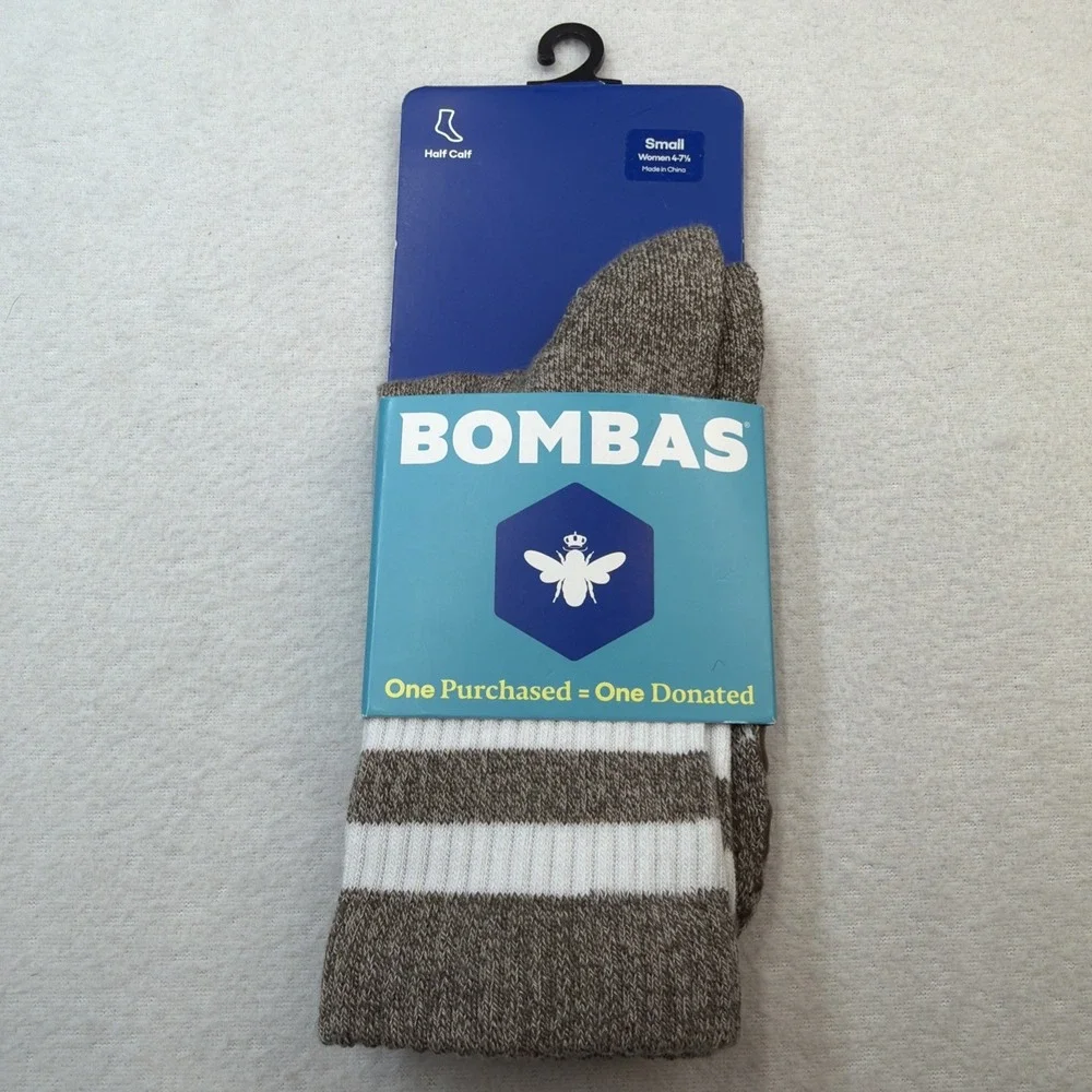 Bombas Half Calf Gripper Socks Cushion Dance Size Small Women's 4-7.5 NWT Brown